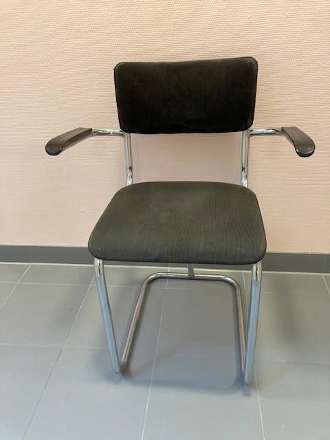 Gispen 107 vintage buisframe stoel, Ophalen, Gebruikt, Twee, Zwart