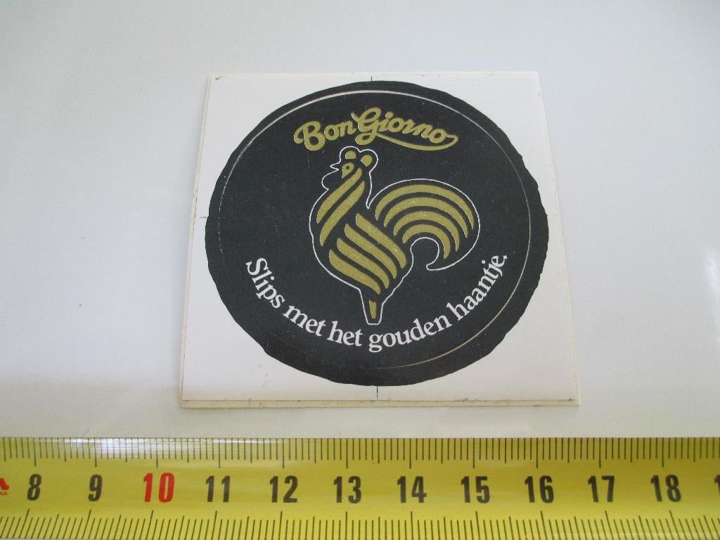 sticker Bon Giorno Slips met het gouden haantje *, Ophalen, Zo goed als nieuw