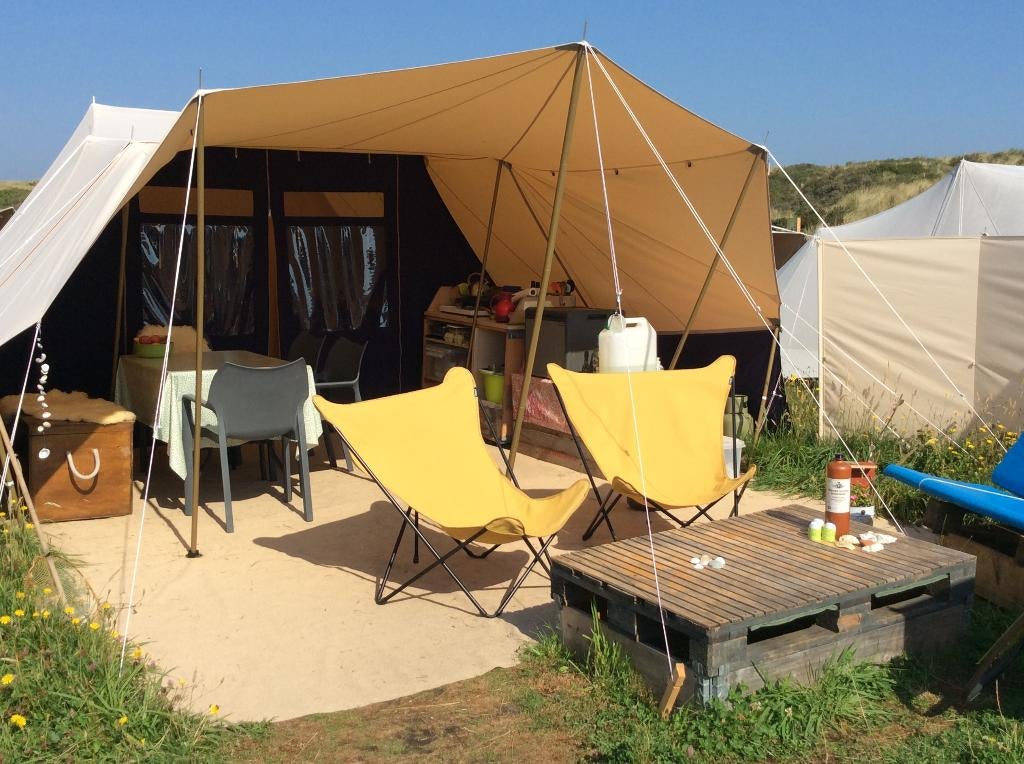 Last minute De Waard tent+bijtent Stortemelk Vlieland 4/6 ps, Ophalen, Zo goed als nieuw, Tot en met 4