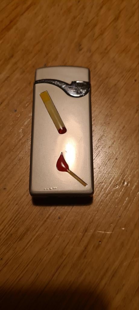 Antieke Zilver aansteker met sigaret en lucifer, Verzenden, Gebruikt, Aansteker