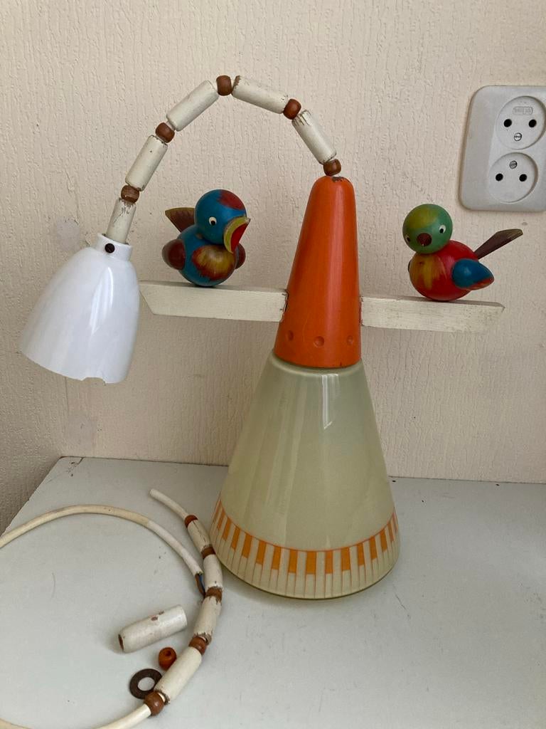 Vintage Kinderkamerlamp 50s met Vogeltjes, Ophalen of Verzenden