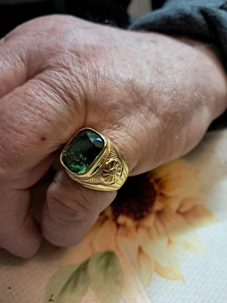 22 karaat massief gouden heren ring met zeldzame edelsteen, Ophalen, 20 of groter, Heer, Zo goed als nieuw