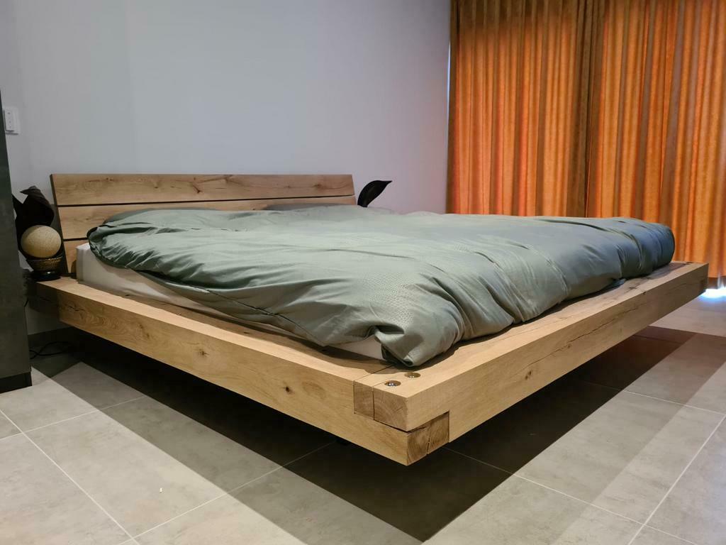 Stoer Eiken zwevend bed. Prijzen vanaf € 945,-, Anjerstraat 1a, Ophalen of Verzenden, Overige maten, H.verdriet@micral.nl