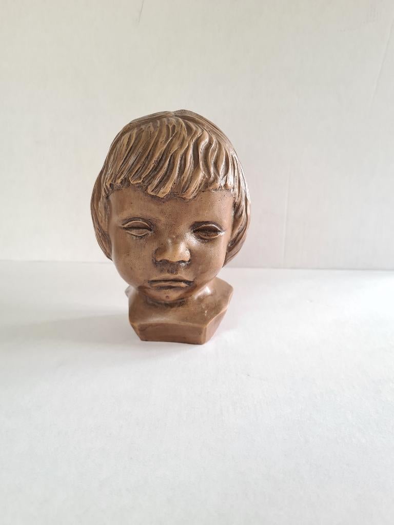 Sculptuur Paridon gesigneerd met AP 241 kinderhoofdje, Ophalen of Verzenden, Gebruikt, Mens