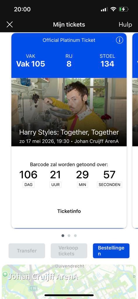 HARRY STYLES TICKETS N2 17 mei, Twee personen, Ticket of Toegangskaart