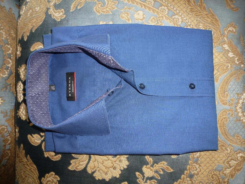 Blouse Eterna – 40, Eterna, Blauw, Zo goed als nieuw, Halswijdte 39/40 (M)