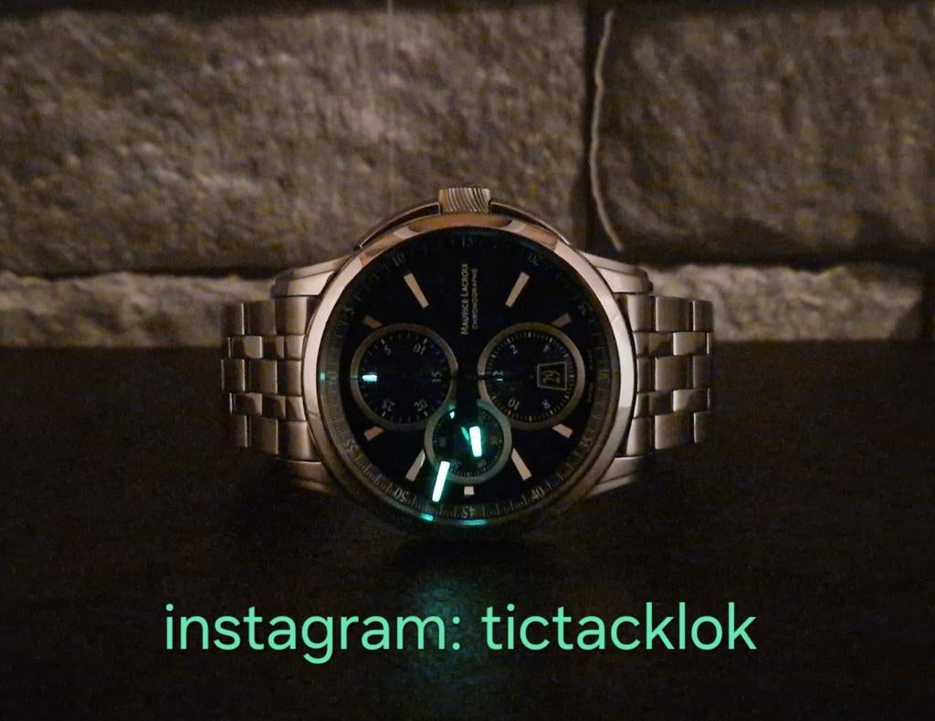 Maurice Lacroix Pontos chronograph, 3 banden, Overige merken, Staal, Gebruikt, Staal