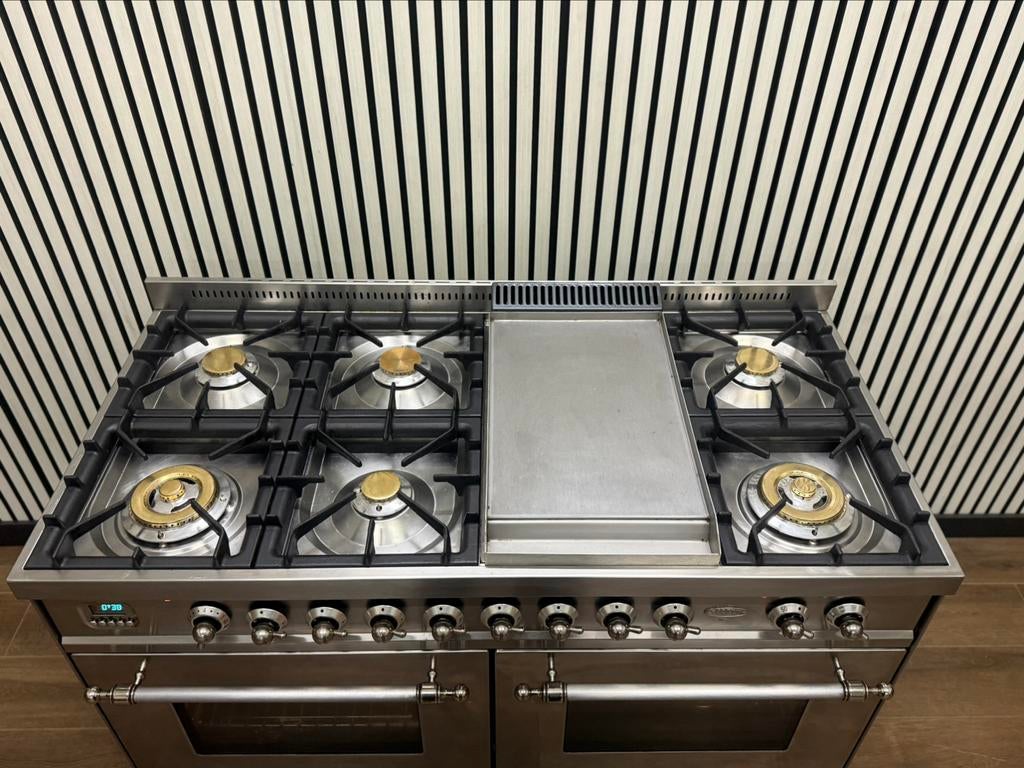 Luxe Boretti Fornuis met Gasoven & Multi oven 7 pits 120 cm, 60 cm of meer, Ophalen of Verzenden, Zo goed als nieuw, Energieklasse A of zuiniger