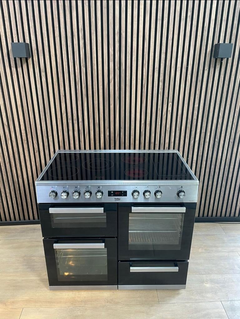 Mooie Beko keramische Fornuis 100 cm breed (Gratis bezorgen), Witgoed en Apparatuur, Fornuizen, 5258sh, Warmhoudplaat, 60 cm of meer