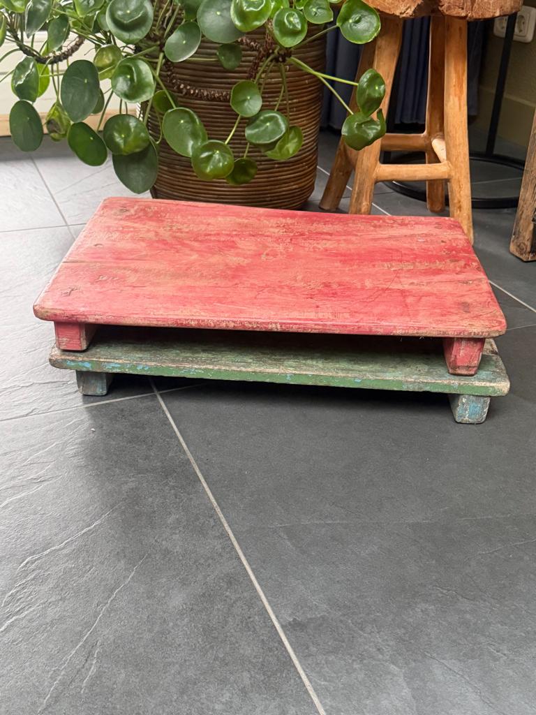 Bajot dienblad plateau massief old wood India Indiase, Huis en Inrichting, Nieuw, Ophalen of Verzenden, https://verburgtvintage.nl/#contact