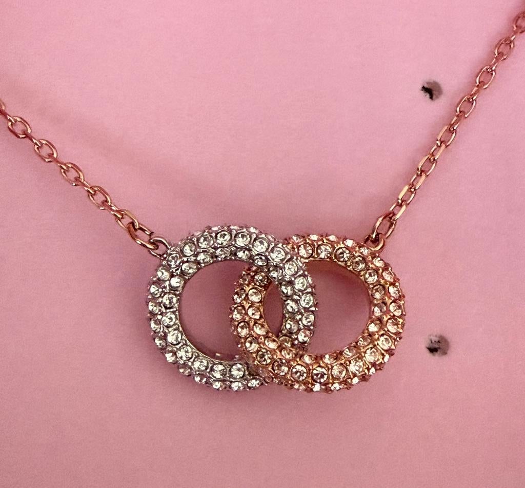 Swarovski ketting stone: collier double silk/cry/ros NIEUW, Ophalen of Verzenden, Nieuw, Overige materialen
