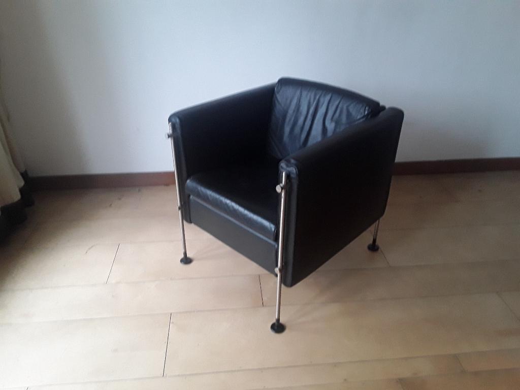 kuipstoel-zwart-leder-design-arflex-burkhard vogtherr, Ophalen, Zo goed als nieuw, Leer, 75 tot 100 cm