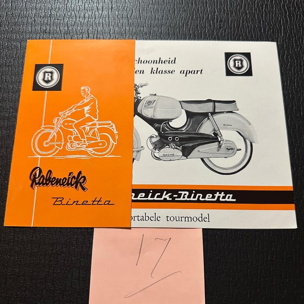 RABENEICK Binetta 1961 (#17) Bromfiets folder, Verzenden, Gelezen, Folder