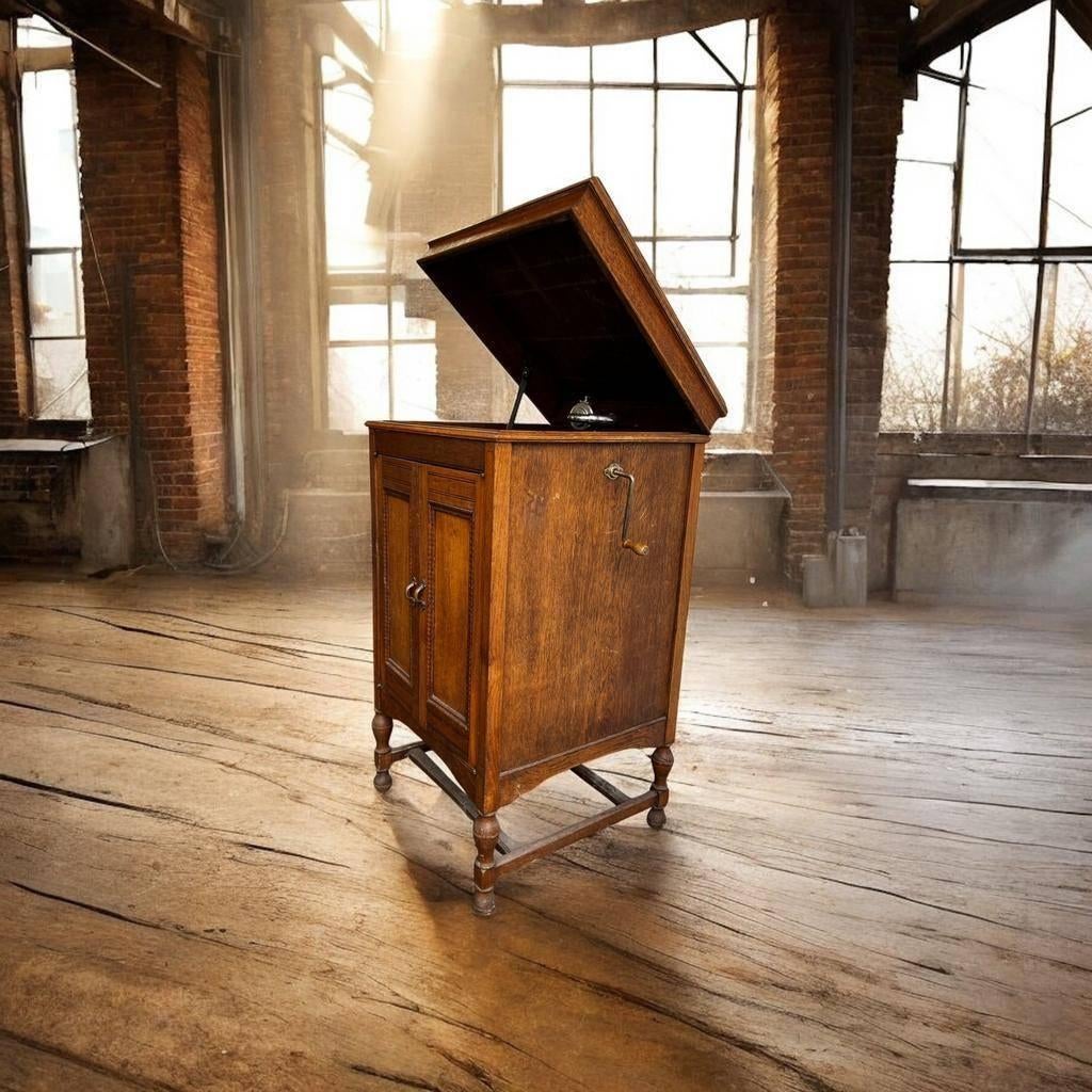 Vintage grammofoon meubel met grammofoon speler, Audio, Tv en Foto, Platenspelers, Ophalen, Overige merken