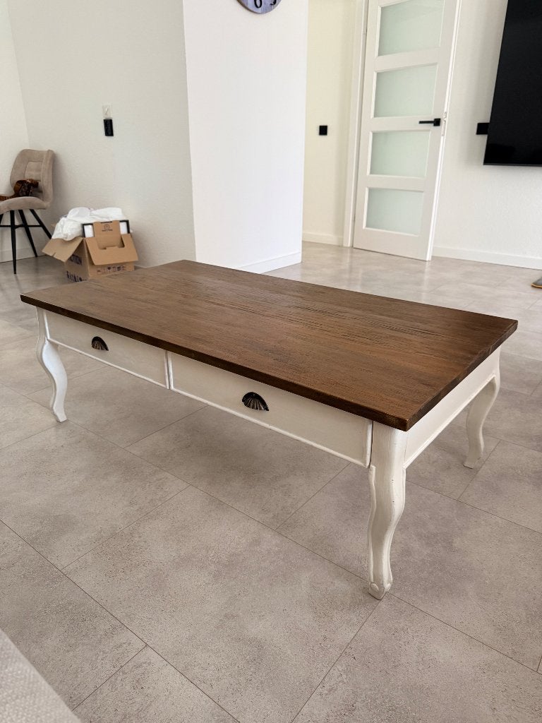 Massief houten salon tafel, Ophalen, Gebruikt, 100 tot 150 cm, 50 tot 100 cm