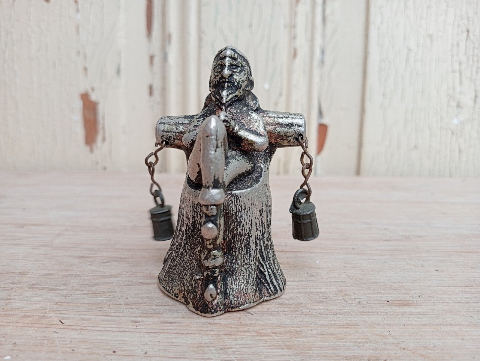 Vintage Pixie Tafelbel Kaarsendover Elf op Boomstronk, Ophalen of Verzenden