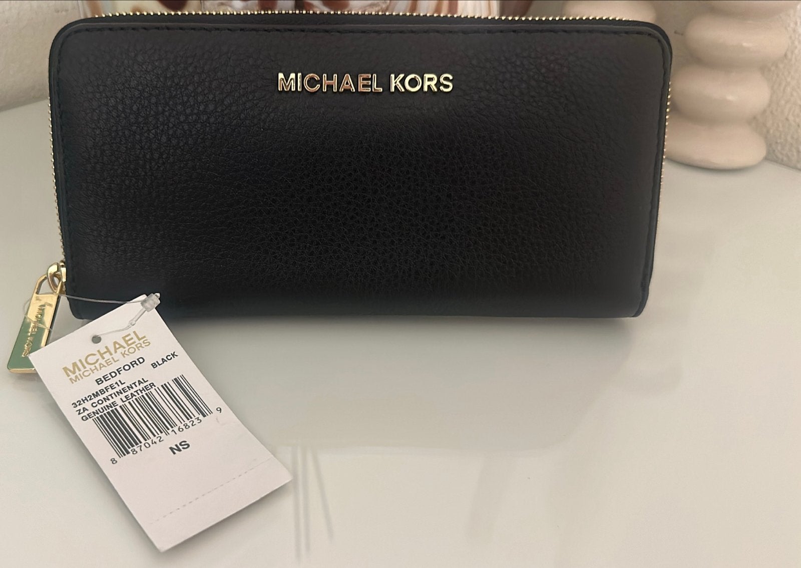 Michael Kors Bedford Continental Portemonnee Zwart Leer, Overige merken, Zwart, Nieuw, Ophalen of Verzenden