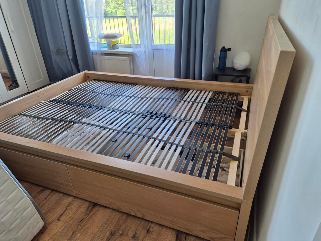 MALM bed 140x200 met 2 lades, Gebruikt, Overige kleuren, Tweepersoons, 200 cm