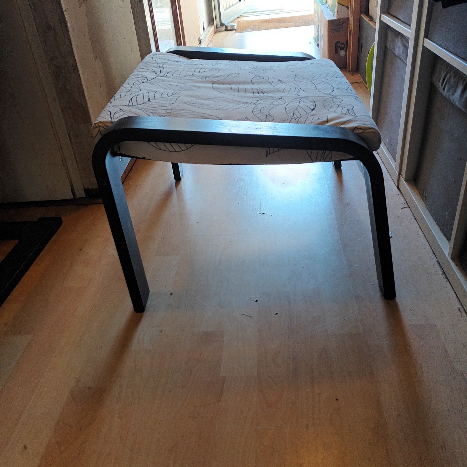 IKEA Poäng fauteuil met voetenbank - Zwart/Rood, Ophalen, Gebruikt, Modern, Scandinavisch, Zwart