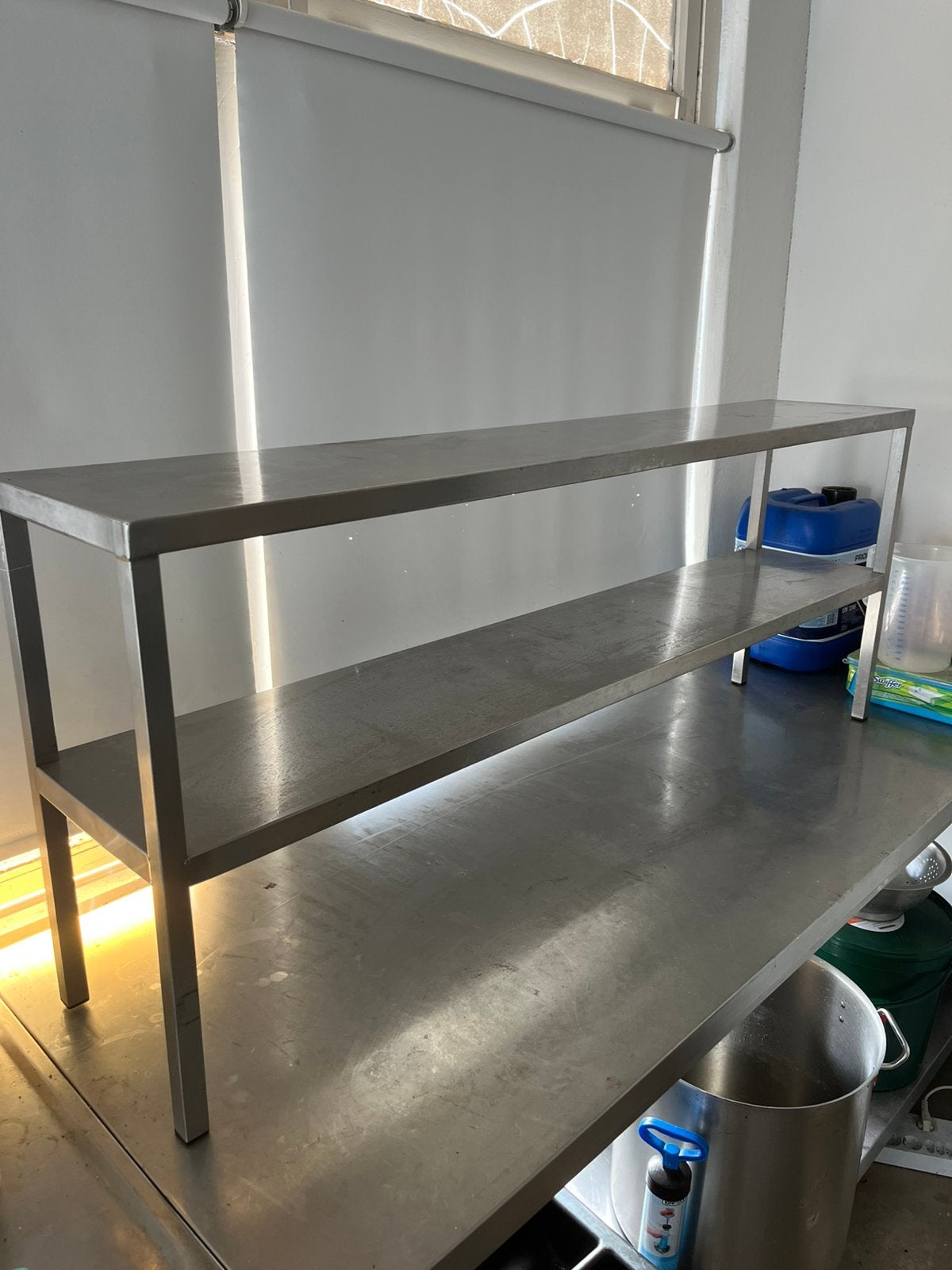 Rvs etagèrebrug met 2 niveaus Chefrek 150x30 cm, Ophalen
