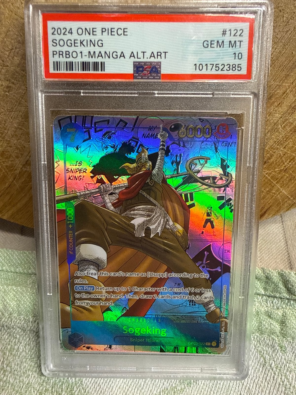 One Piece TCG SOGEKING PRB01-MANGA ALT.ART PSA 10, Verzenden, Zo goed als nieuw, Overige sporten, Spelerskaart