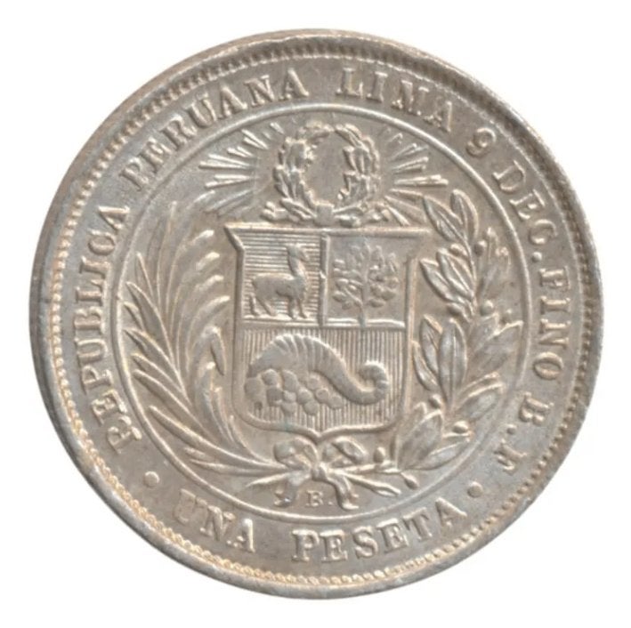Peru 1 Peseta 1880, Ophalen of Verzenden, Zuid-Amerika, Losse munt, Zilver