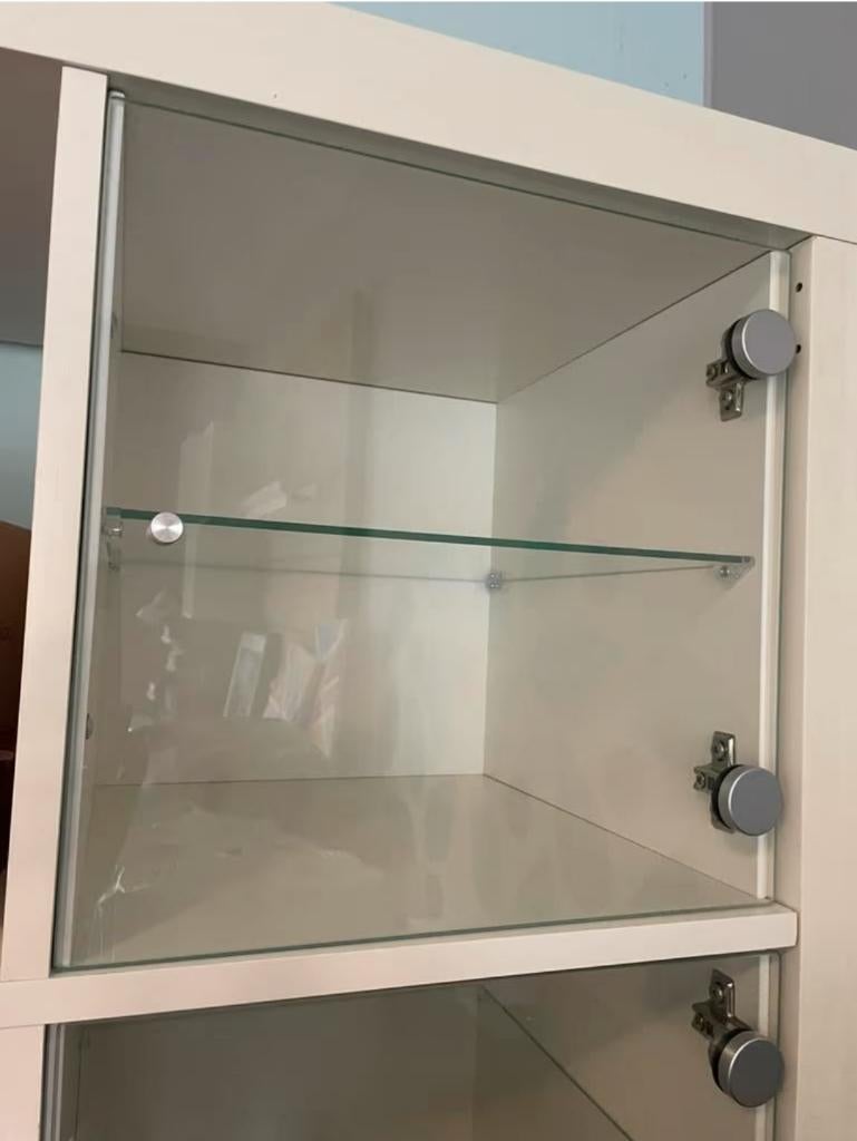 5x Kallax vitrine glazen deuren verdeler inzet Ikea, Ophalen, Zo goed als nieuw, Vierkant, Glas