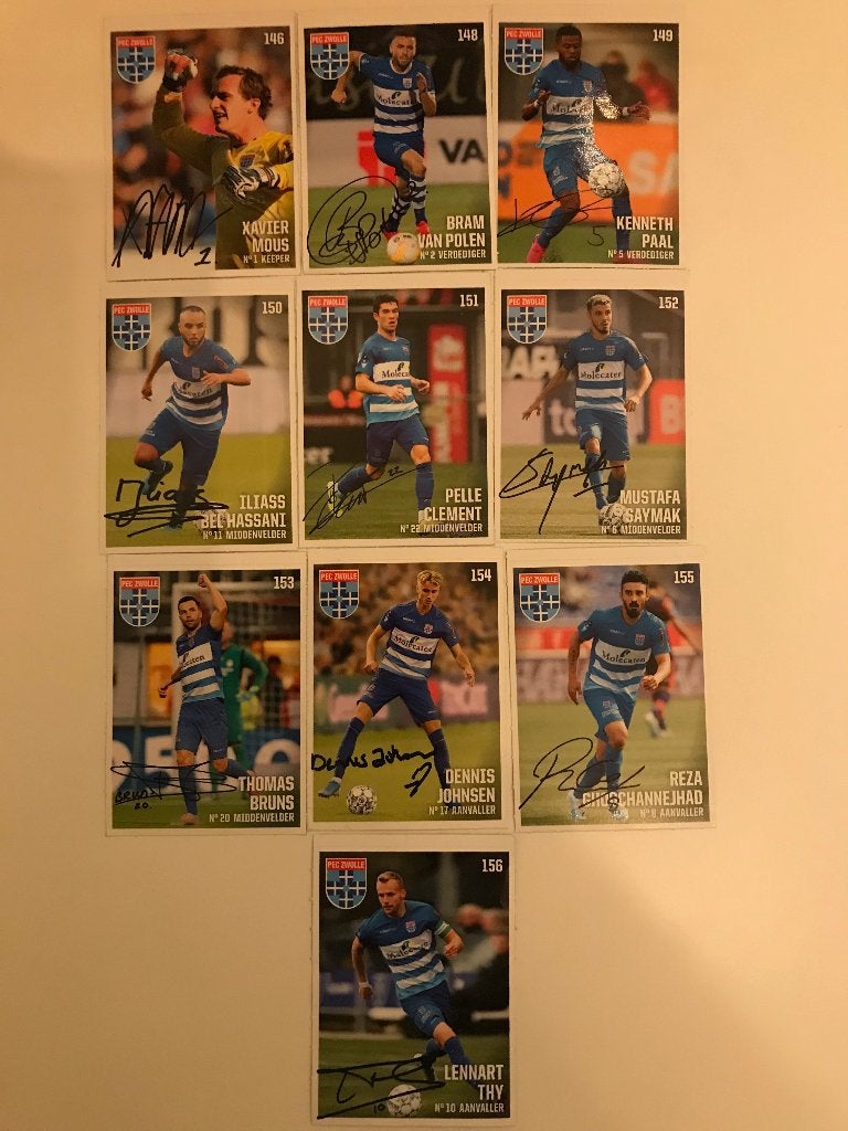 PEC Zwolle Voetbalplaatjes met handtekeningen, Ophalen of Verzenden, Zo goed als nieuw, Overige binnenlandse clubs, Poster, Plaatje of Sticker