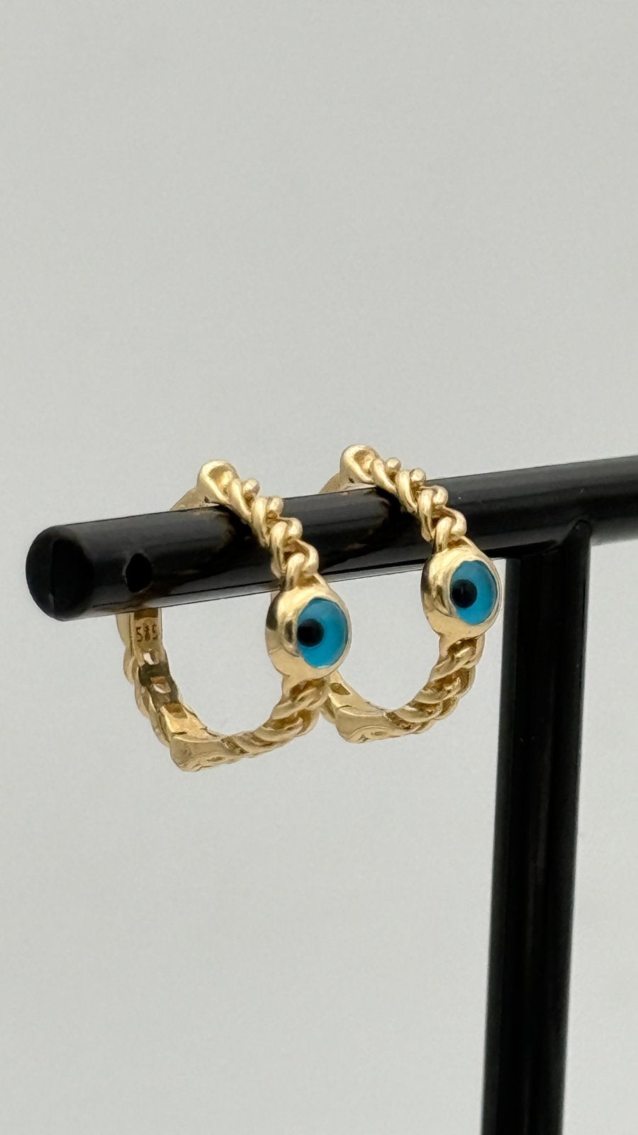 14 Karaat Gouden Boze Oog Creolen oorbellen – Nieuw, Sieraden, Tassen en Uiterlijk, Oorbellen, Hangers, Nieuw, Ophalen of Verzenden