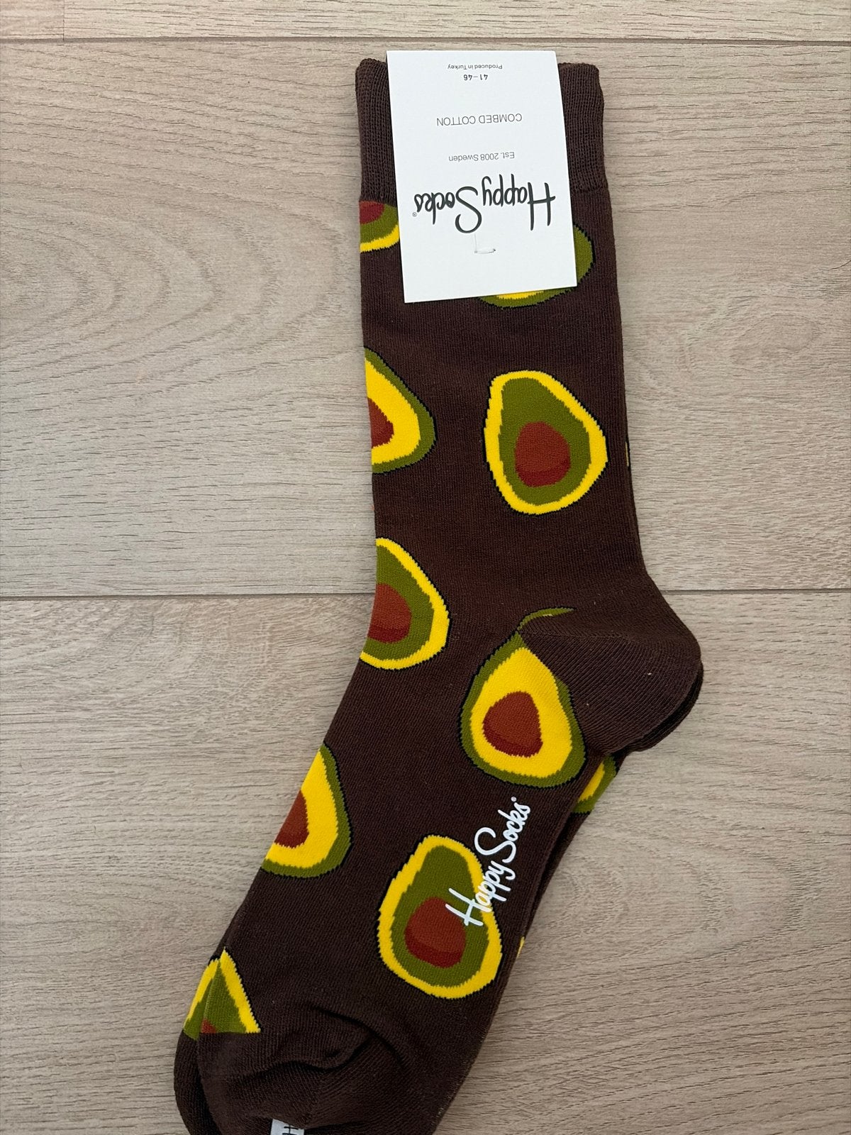 Happy Socks met avocado print - Nieuw, Kleding | Heren, Sokken en Kousen, Verzenden, Nieuw, Maat 43 t/m 46, Bruin
