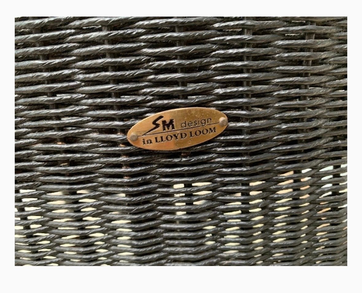 Lloyd Loom eettafel met 4 stoelen - Zwart, Huis en Inrichting, Tafels | Eettafels, Ophalen, Gebruikt, 100 tot 150 cm, 150 tot 200 cm