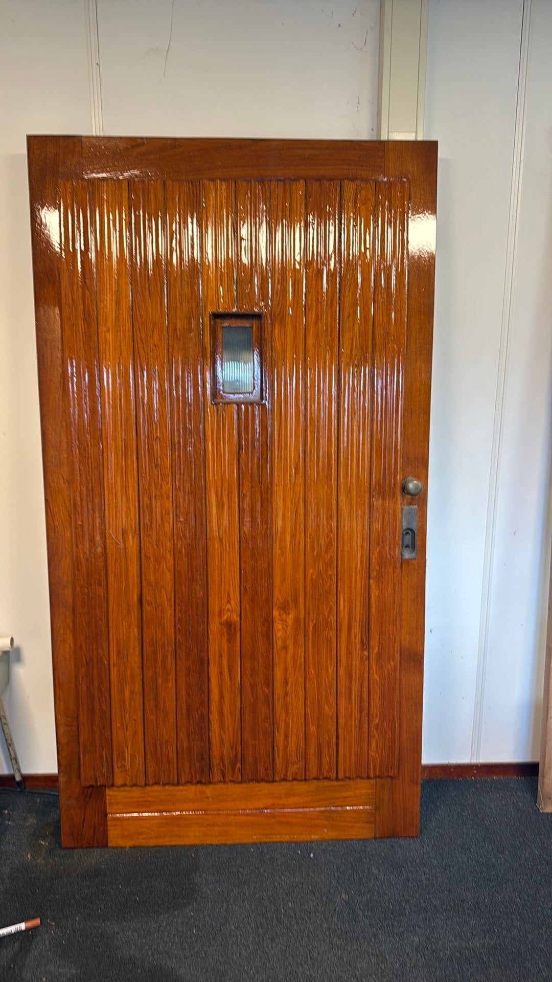 Teakhouten voordeur, Ophalen, Zo goed als nieuw, Buitendeur, 200 tot 215 cm