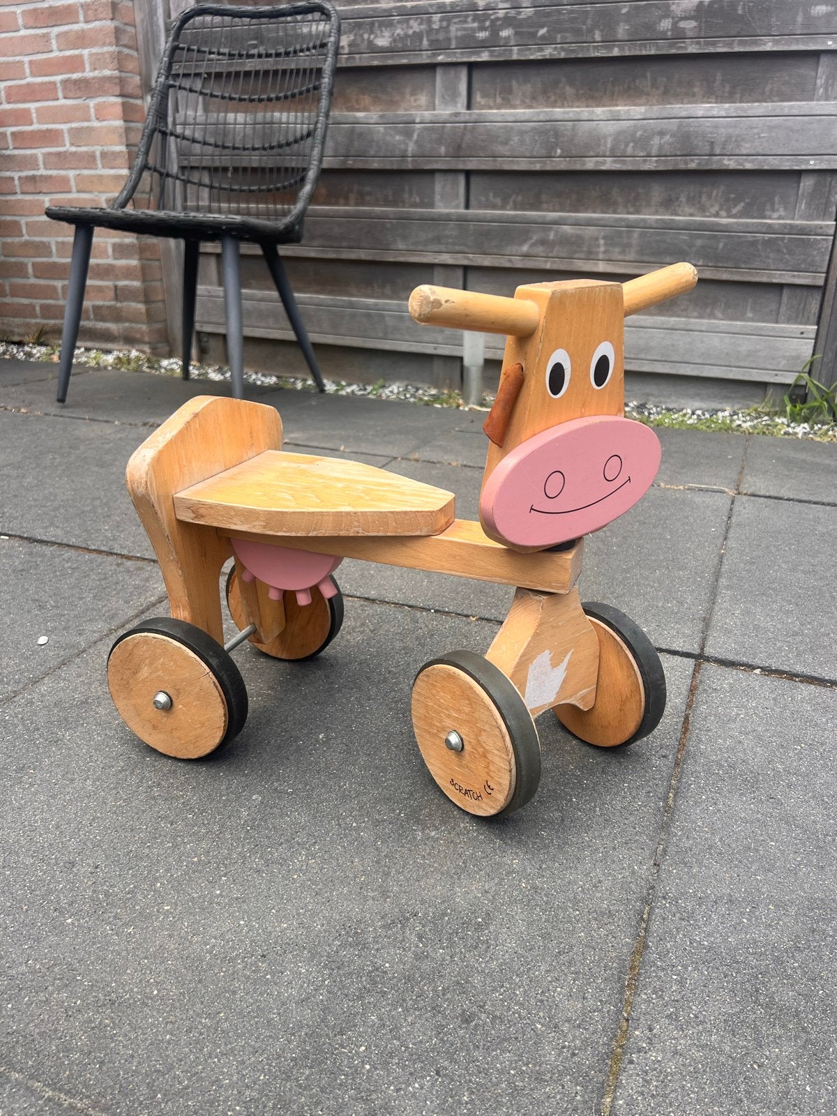 Scratch Houten Loopfietsje Koe - Gebruikt, Ophalen, Gebruikt, Loopfiets