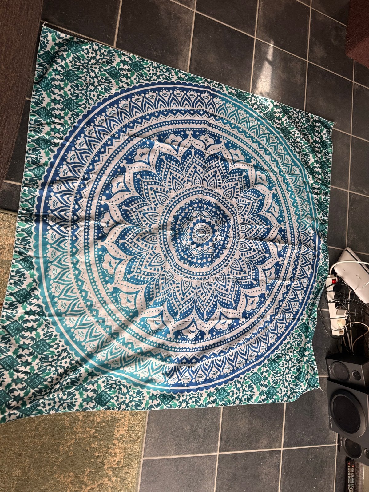 Mandala wandkleed/sprei 148x148 cm, Huis en Inrichting, Gebruikt, 100 tot 150 cm, Blauw, Vierkant