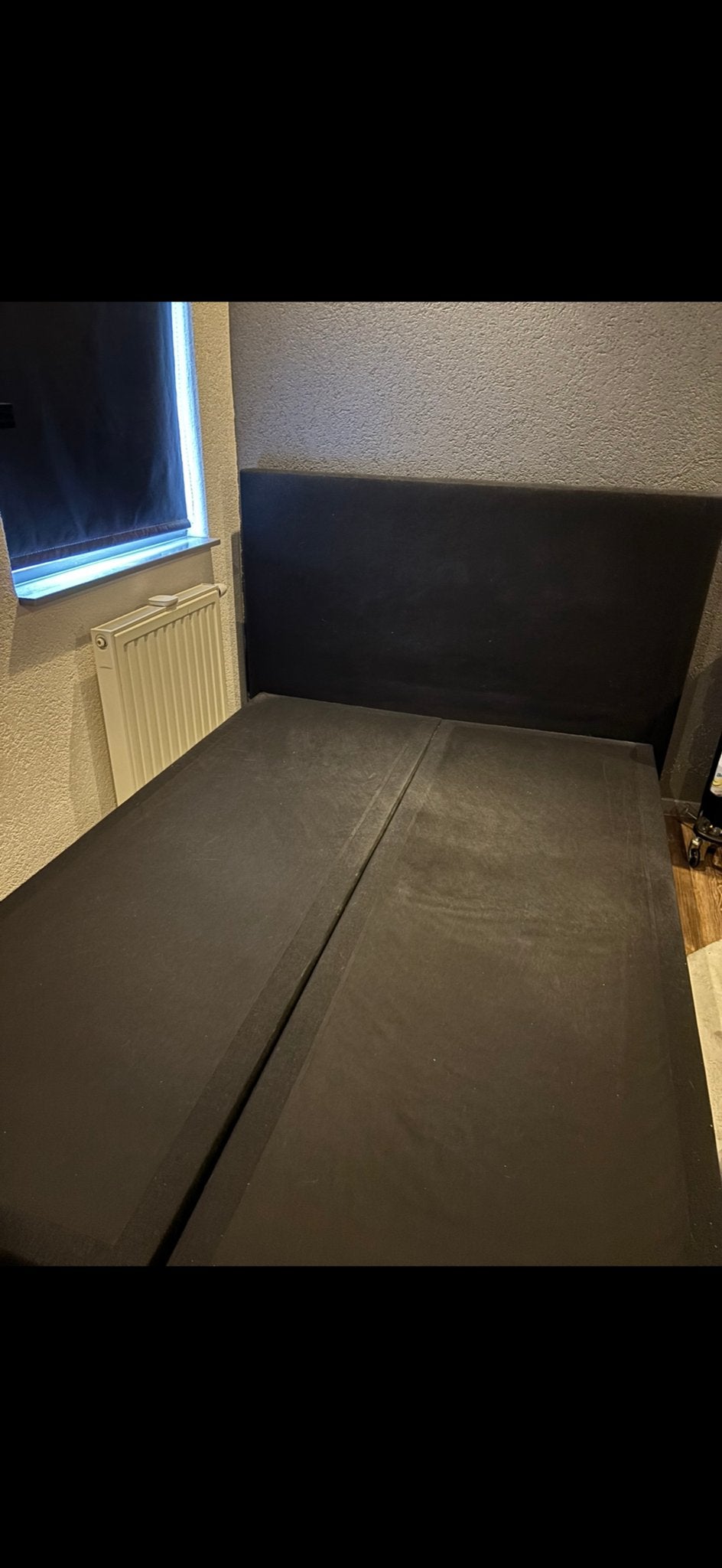 Boxspring 140x200 met matras, Ophalen, Gebruikt, Zwart, Tweepersoons