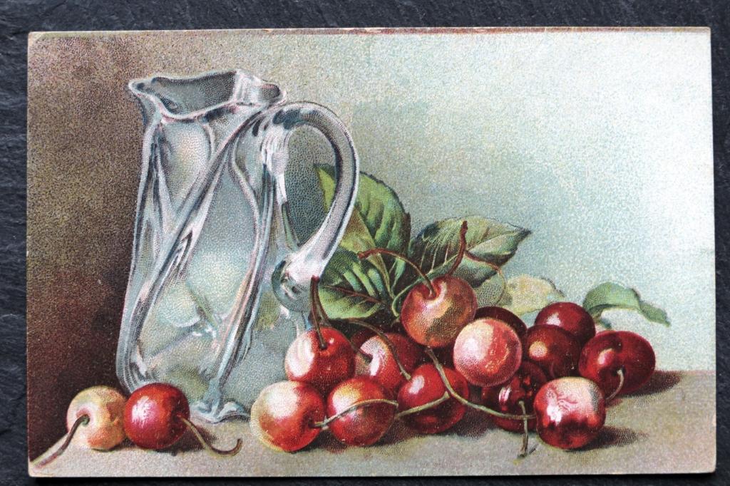 Stilleven Kersen en glazen kan, Verzenden, Voor 1920, Ongelopen, Natuur