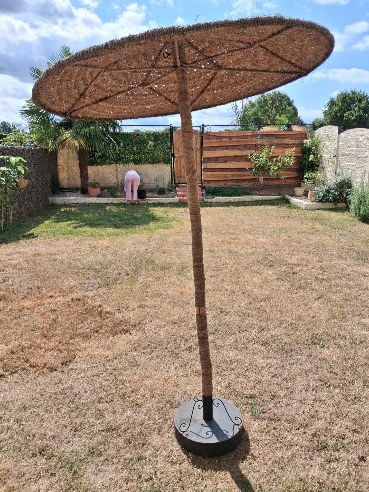 Spaanse parasol, 150 cm doorsnee - Uniek en sfeervol, Ophalen, Gebruikt, 1 tot 2 meter, Stokparasol