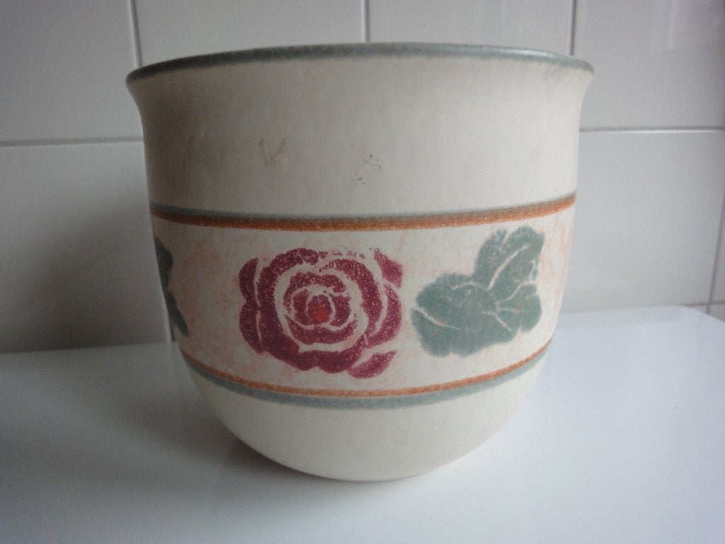 ANTIEKE BLOEMPOT ROOS AARDEWERK, Tuin en Terras, Bloempotten, Gebruikt, Rond, Binnen, Ophalen of Verzenden