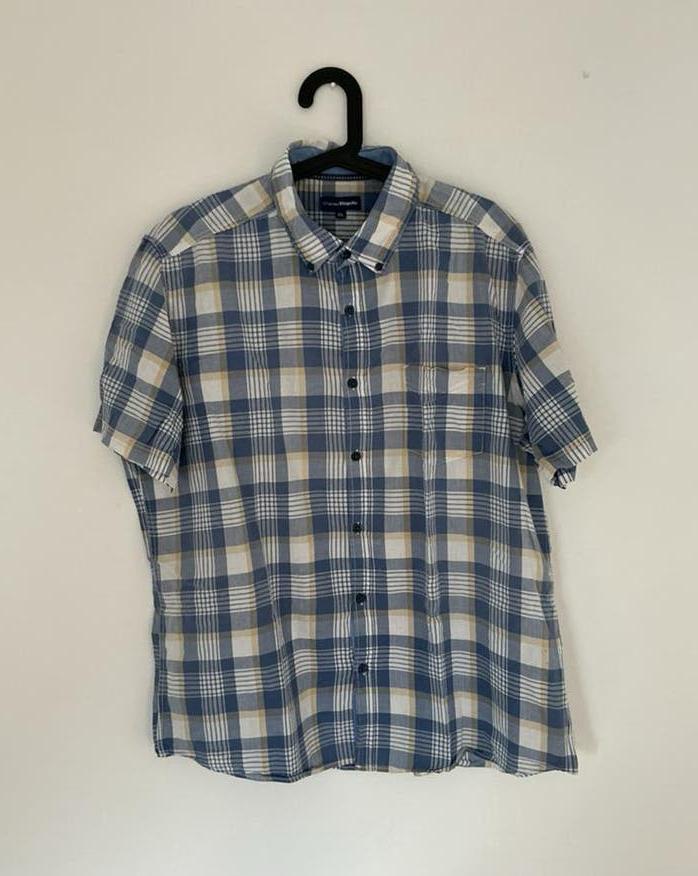 Geblokt overhemd, korte mouwen. XL, Ophalen of Verzenden, Zo goed als nieuw, Overige kleuren, Halswijdte 43/44 (XL)