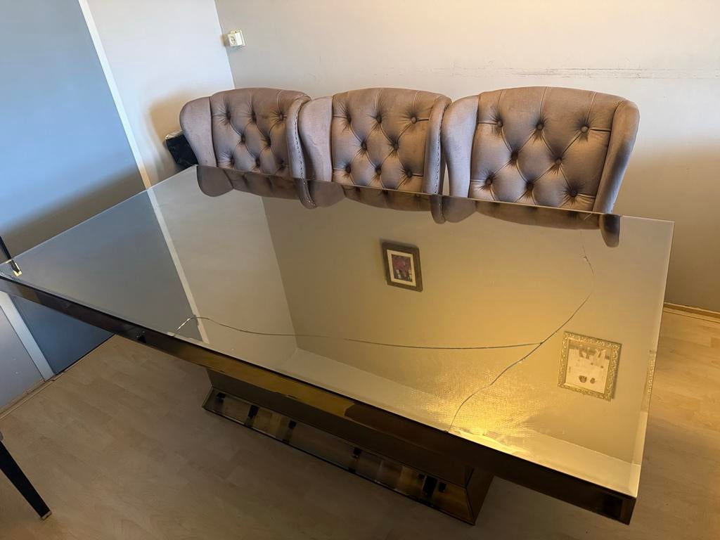 Glazen eettafel, Ophalen, Gebruikt, 50 tot 100 cm, Glas