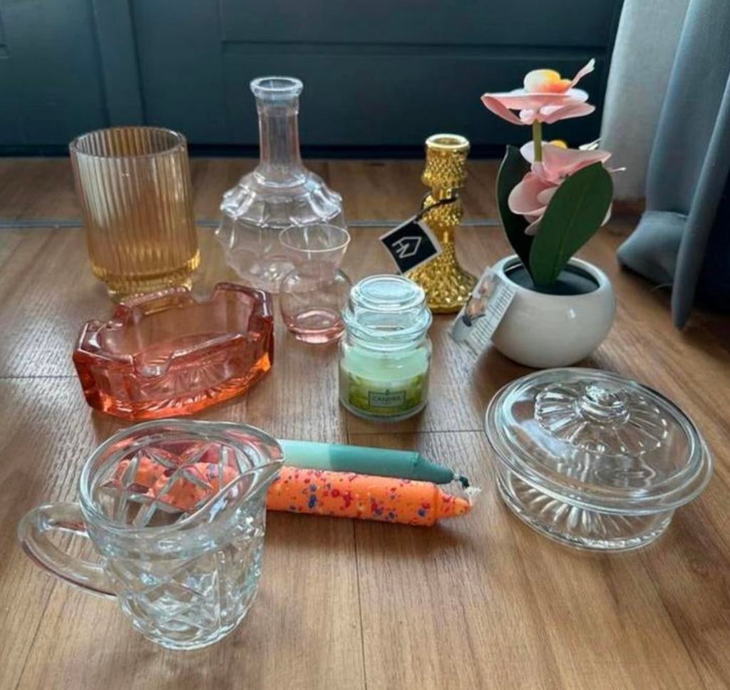 Melkkannetje van geslepen glas - zware kwaliteit, Ophalen of Verzenden, Zo goed als nieuw, Glas