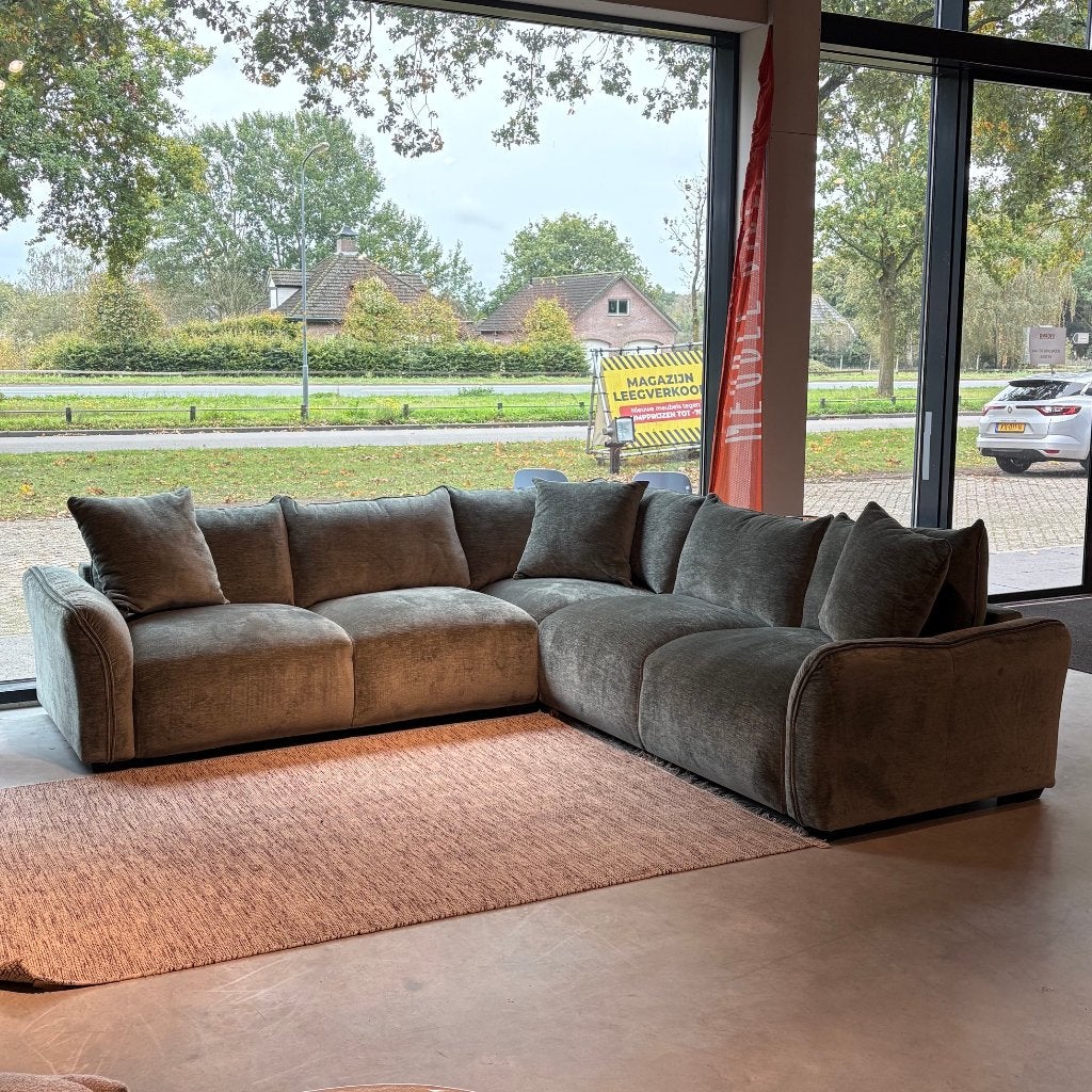 Hoekbank groen modern 280x280cm, Ophalen, 250 tot 300 cm, Hoekbank, Nieuw