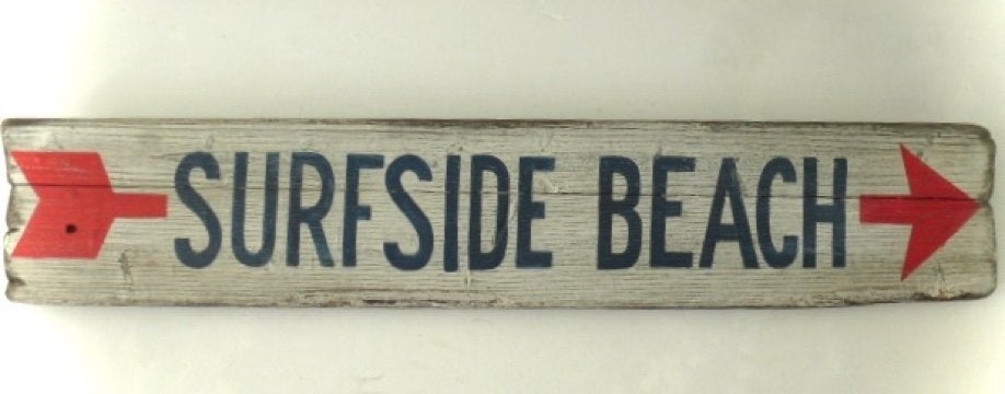 Handgeschilderd houten tekstbord / Beach / zee / strand, 28 cm, Boho, Hout, Decoratieobject