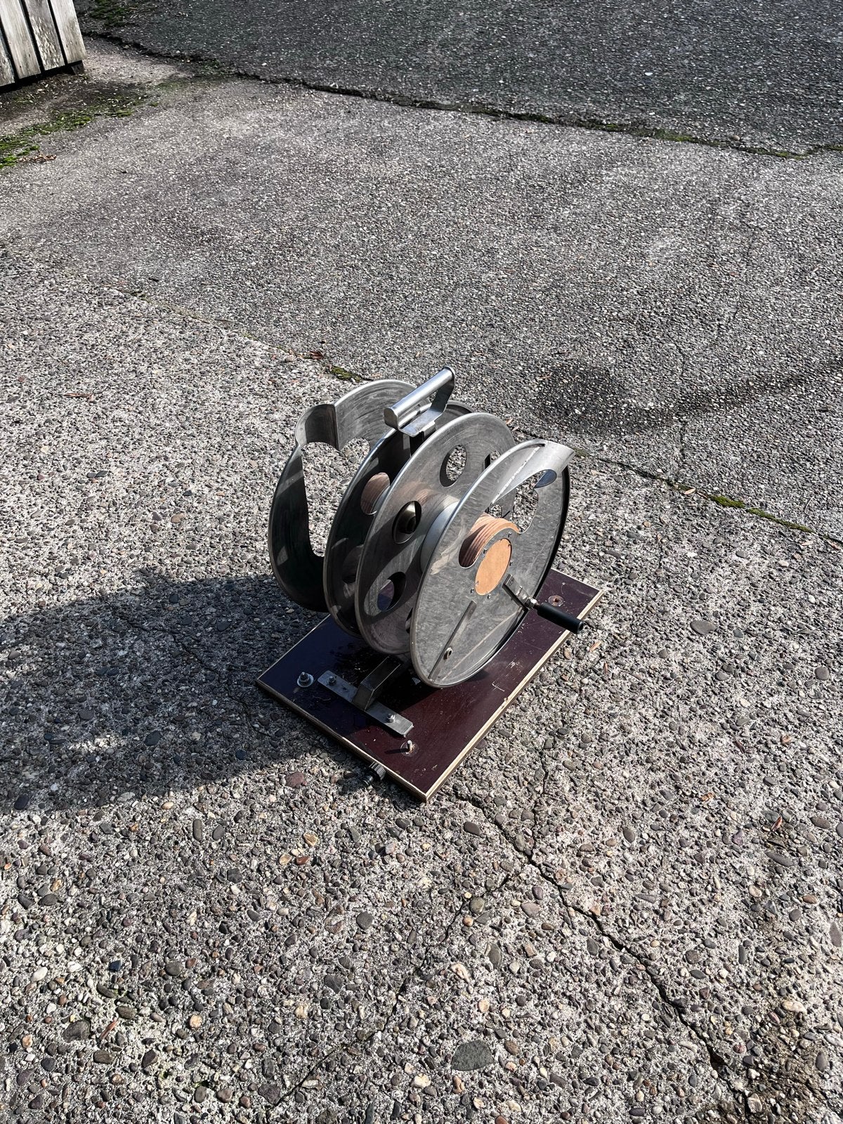 Dubbele RVS haspel voor 2x 50m slang, Ophalen, Gebruikt, Tuinslanghaspel