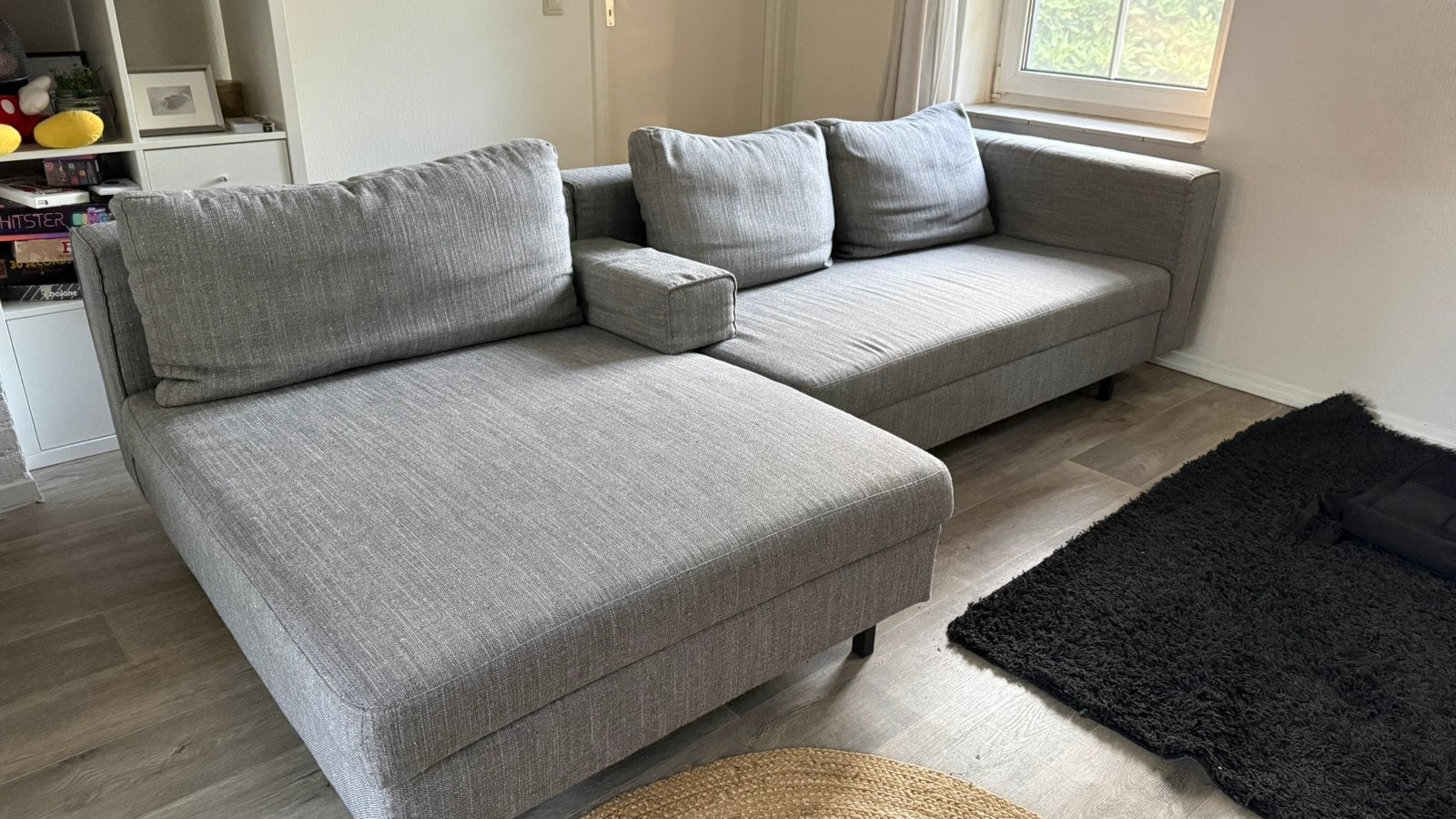 moderne L-vormige grijs bank chaise longue Piet Klerkx, Ophalen, Zo goed als nieuw