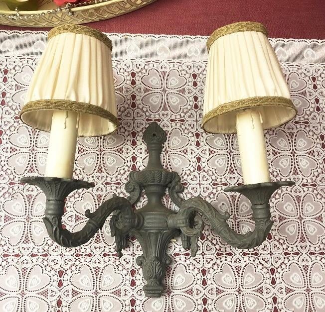 2 Arms brocante wandlamp barok koper kandelaar