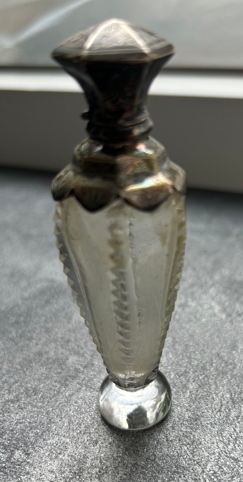Antiek parfum flesje Kristal met Sterling zilvet, Ophalen