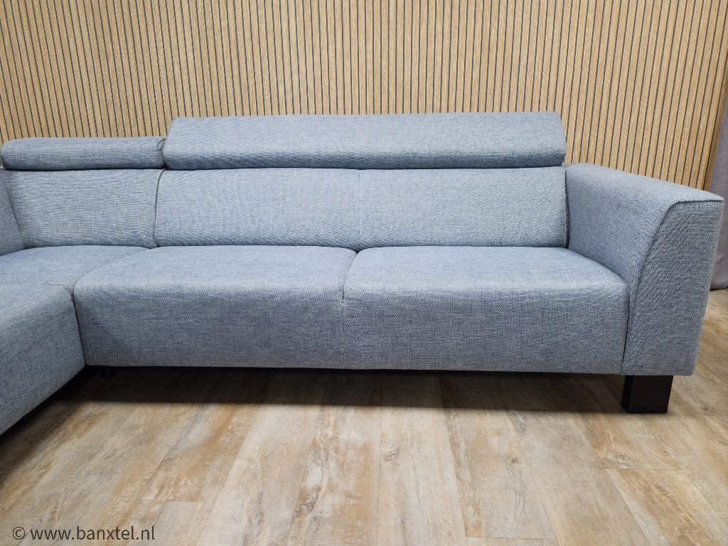 Prachtig Licht Blauwe Gemeleerd Hoekbank - TOPSTAAT !!!!, Info@banxtel.nl, Hoekbank, Hoekbank, Ophalen of Verzenden