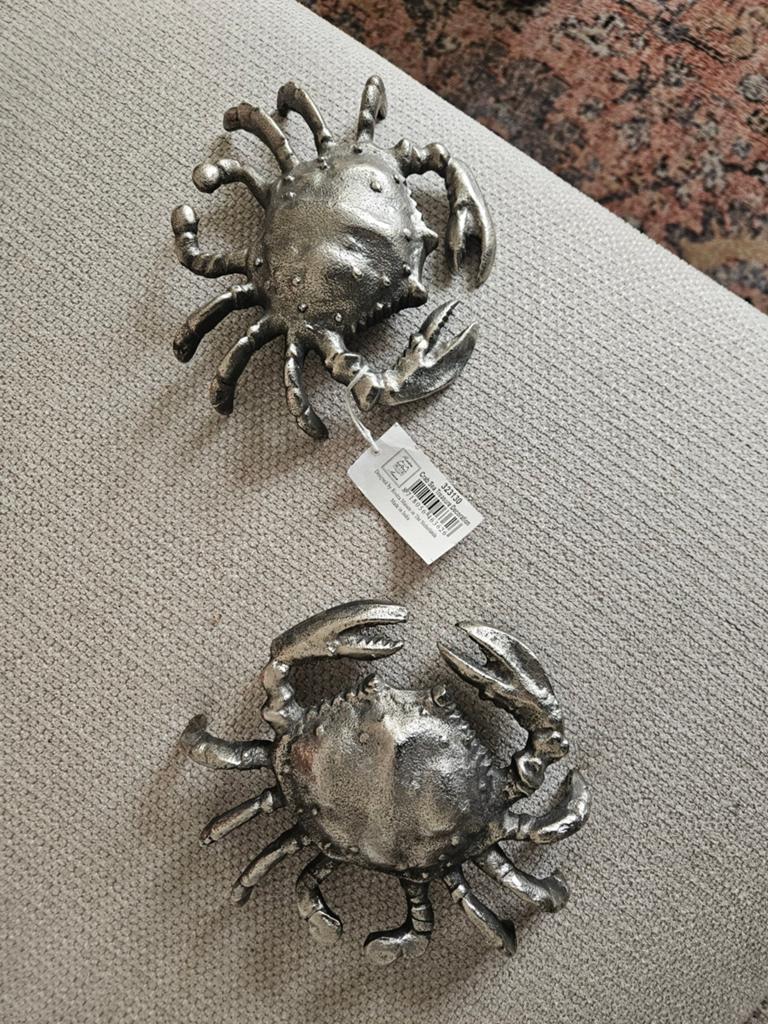 2 Riviera Maison krabben, zilverkleurig, decoratie, Overige stijlen, Ophalen of Verzenden, Zo goed als nieuw, Metaal
