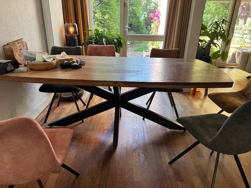 XOOON mangohouten eettafel, Huis en Inrichting, Ophalen, Gebruikt, 200 cm of meer, 50 tot 100 cm